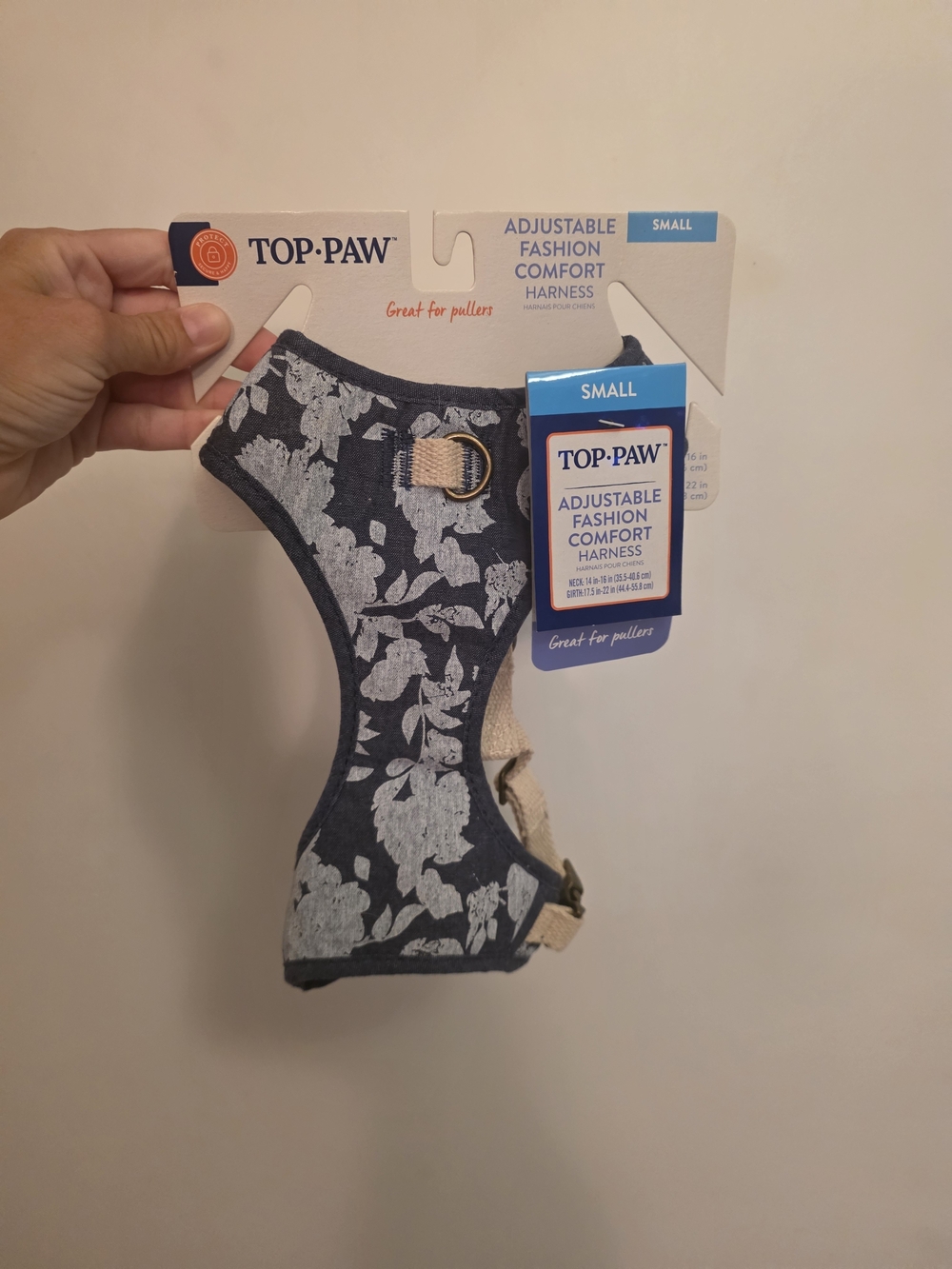 Top Paw Small Adjustable Dog Harness in Navy Floral